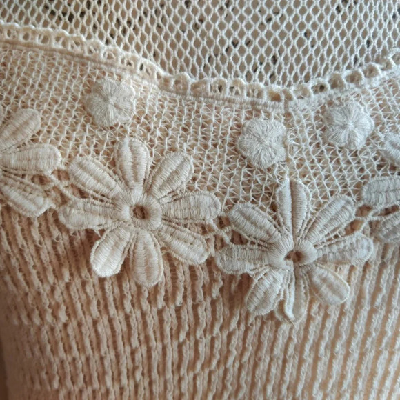Flying Tomato Embroidered Flower Ivory Tassel Crochet Bohemian Mini Dress Size S - Picture 7 of 12